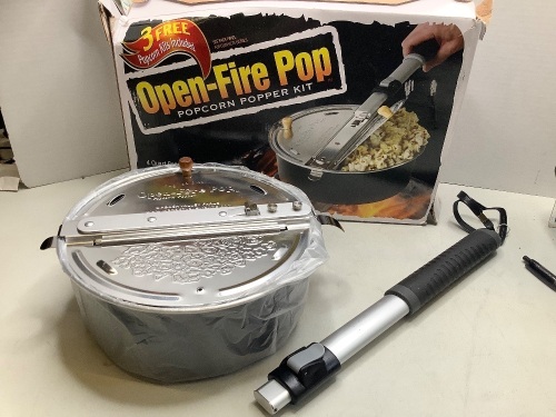 Open Fire Pop Popcorn Popper Kit, Ecommerce Return - Lot 335