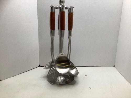 6 Piece Kitchen Tool set with Rack, Appears New - Lot 341