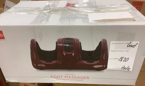 Therapeutic Foot Massager w/ High Intensity Rollers, Remote, 3 Modes - Lot 1820