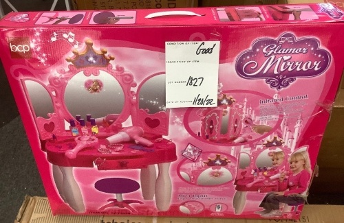 Kids Princess Vanity Mirror w/ AUX Cable, Wand, Hairdryer, Accessories - Lot 1827