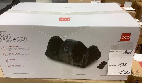 Therapeutic Foot Massager w/ High Intensity Rollers, Remote, 3 Modes - Lot 1828