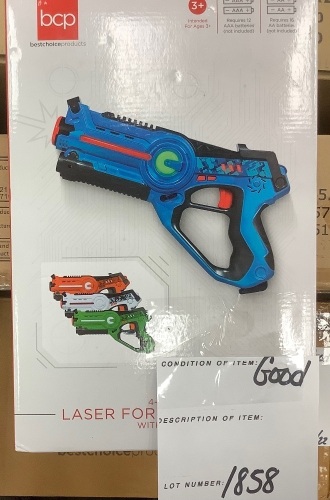 Set of 4 Infrared Laser Tag Blasters for Kids & Adults w/ 4 Settings - Lot 1858