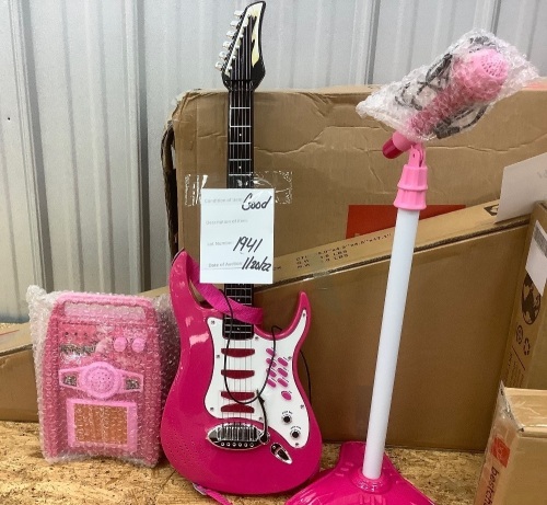 Kids Electric Guitar Toy Play Set w/ 6 Songs, Microphone, Amp - Lot 1941