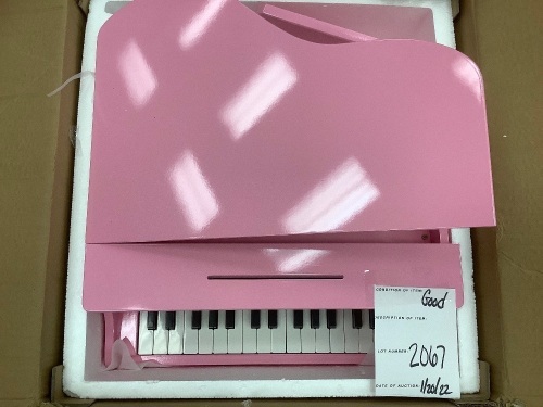 Kids Mini Wooden Grand Piano w/ Lid, Bench, Music Rack, Song Book, Stickers - Lot 2067