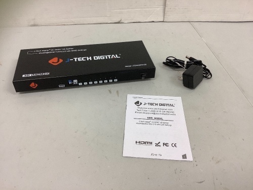 J-Tech Digital 4K HDMI 1x8 Splitter, Powers Up, E-Commerce Return - Lot 116