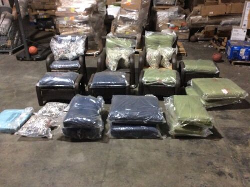 Lot of Outdoor Wicker Patio Furniture with Extra Cushions & Pieces  - Lot 25