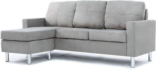 Casa Andrea Milano LLC Modern Sectional Sofa-Reversible Chaise Lounge, Grey Microfiber - Lot 30