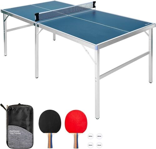 GoSports Mid-Size Table Tennis Game Set with Net, 2 Table Tennis Paddles and 4 Balls - Lot 125