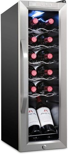 Ivation 12 Bottle Compressor Wine Cooler Refrigerator, Digital Temperature Control Fridge, Stainless Steel - Lock Does Not Work - Lot 171