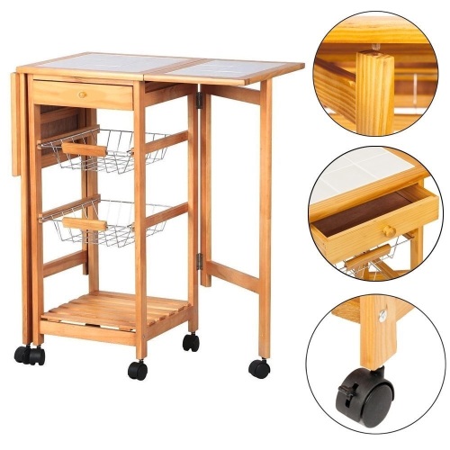 Kitchen Island Storage Trolley w/ Drop Leaf - Lot 319