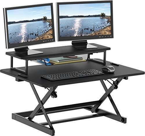 SHW 36-Inch Height Adjustable Standing Desk Sit to Stand Riser Converter Workstation - Lot 329