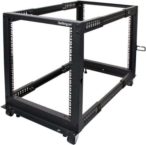 StarTech.com 12U Open Frame Server Rack w/ Casters, Levelers & Cable Management, 4 Post Adjustable Depth 22" to 40"  - Lot 371