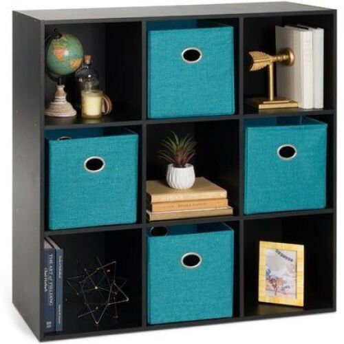 9-Cube Bookshelf Storage Display w/ 3 Removable Panels, Customizable Design - Lot 532