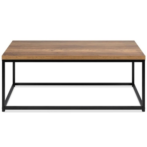 44in Modern Industrial Rectangular Wood Grain Coffee Table w/ Metal Frame - Lot 554
