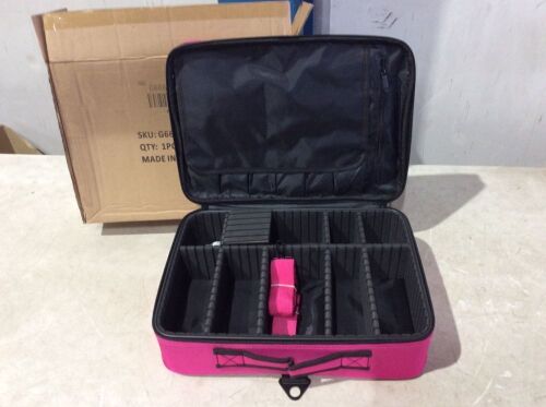 Makeup Organizer Travel Case with Adjustable Dividers - Lot 586