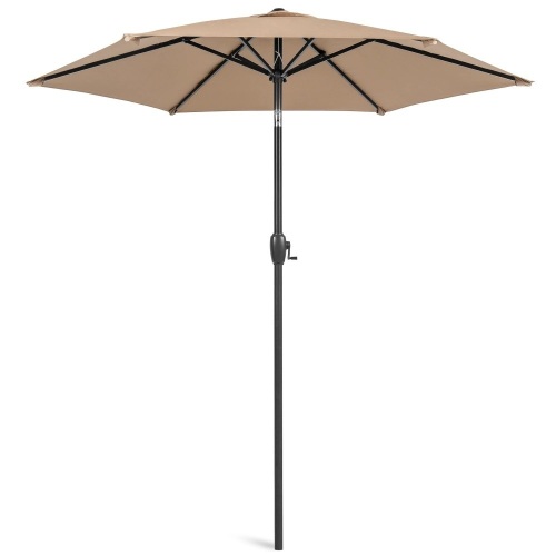 Outdoor Market Patio Umbrella w/ Push Button Tilt, Crank Lift - 7.5ft - Lot 812