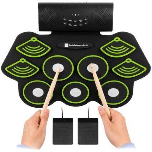 Electronic Drum Set, Portable Roll-Up Pad w/ Built-In Speakers, Drumsticks - Lot 870