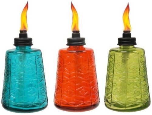 TIKI 6-Inch Molded Glass Table Torch, Set of 3  - Lot 929