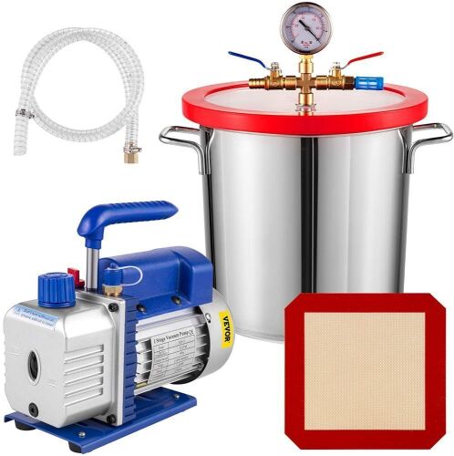 Bestauto 3 CFM Vacuum Chamber 3 Gallon Single Stage Vacuum Pump with Stainless Steel Degassing Chamber Kit - Lot 1001