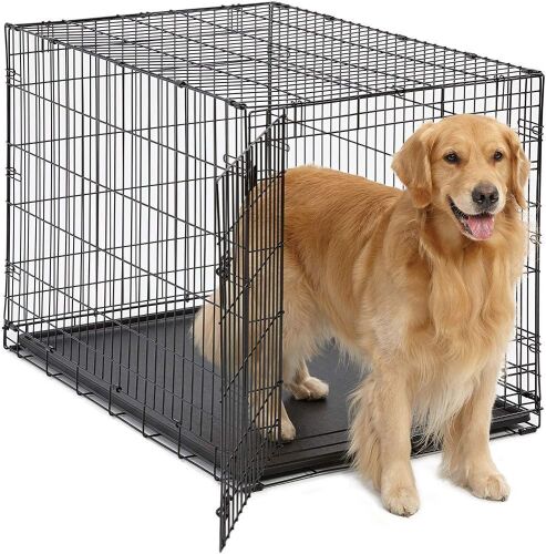 MidWest Homes Single Door Folding Metal Dog Crate, 42"L x 28"W x 30"H - Lot 1016