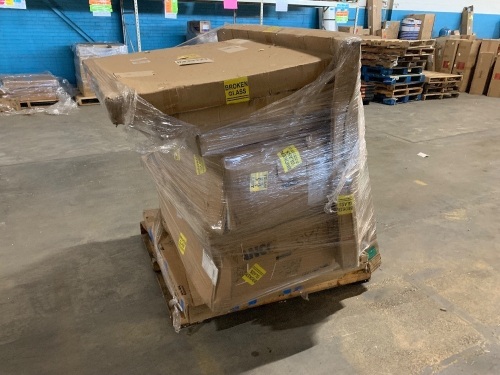 Pallet of Salvage Returns Marked "Broken Glass" - Lot 1024