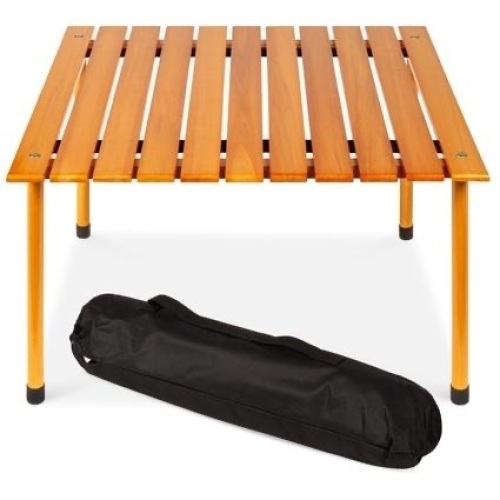 Foldable Indoor Outdoor Wooden Table w/ Carrying Case - 28x28in - Lot 1037