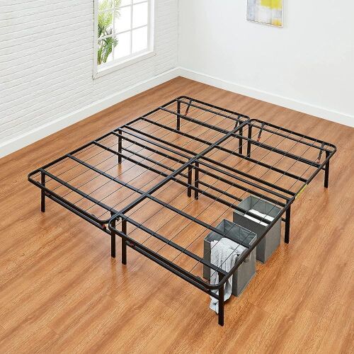 Amazon Basics Foldable 14" Black Metal Platform Bed Frame with Tool-Free Assembly, No Box Spring Needed, Full - Lot 1095