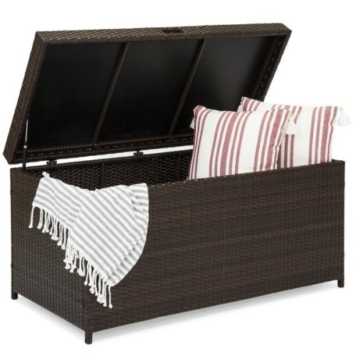 Indoor/Outdoor Wicker Storage Box w/ Steel Frame, Lift-Up Top - 136 Gallons. Appears New - Lot 74