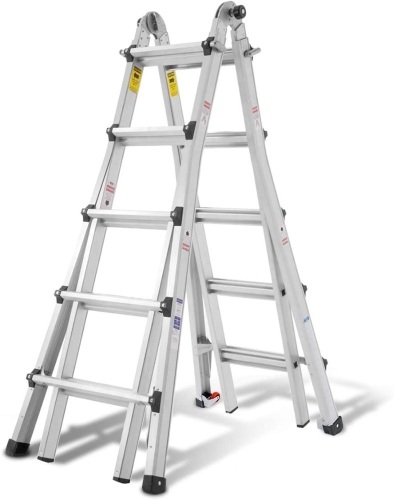 ORIENTOOLS Aluminum Extension Ladder, 300 lb Duty Rating (Load Capacity Type IA) Model 22-Foot Durable and Multi-Purpose Ladder with Two Wheels. Appears New - Lot 114
