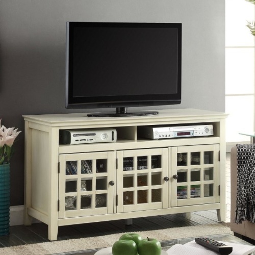 Linon Largo Media Cabinet, 48W x 20D x 27H in., White. Appears New w/ Minor Cosmetic Damage. - Lot 118