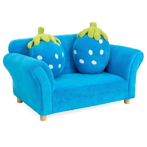 Kids Living Room Armrest Sofa Chair Lounge Set w/ 2 Cushions - Blue. Appears New - Lot 207