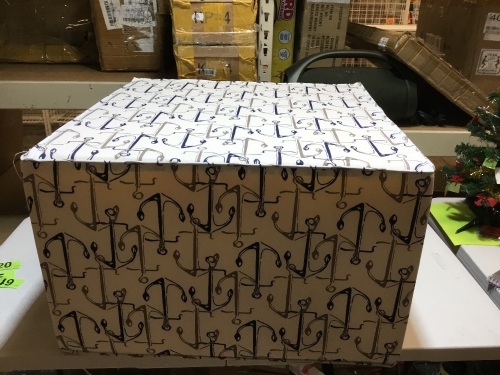 Coral Coast Nautical 25" Square Pouf, Indoor/Outdoor Ottoman, Anchors Away. Appears New.  - Lot 463