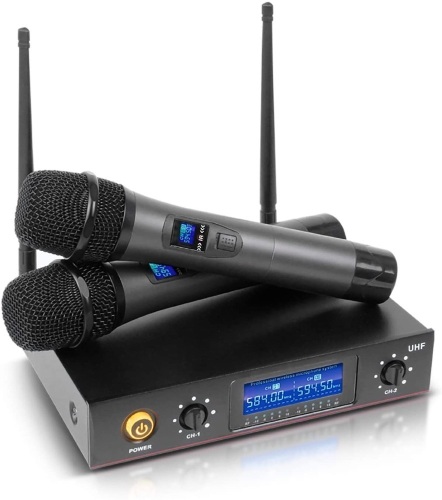 E220 2 Channel Cordless Microphone System. Appears New with Open Box. E-Commerce Return - Lot 524