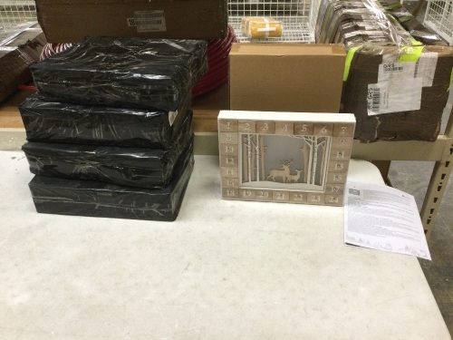 Lot of (5) New Lighted Wooden Advent Calendars - Lot 533