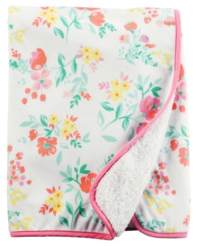 Lot of (2) New Carter's Floral Plush Baby Blankets - Lot 604