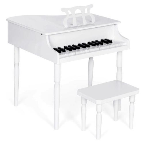 Kids Mini Wooden Grand Piano w/ Lid, Bench, Music Rack, Song Book, Stickers. Appears New - Lot 614