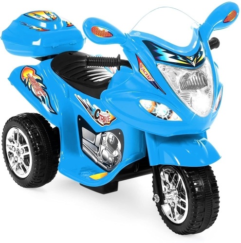 6V Electric 3-Wheel Motorcycle Ride On, LED Lights/Sound, Storage, Blue. Appears New - Lot 737