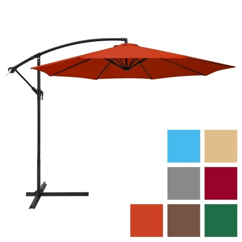 10ft Offset Hanging Outdoor Market Patio Umbrella w/ Easy Tilt Adjustment - Rust. Appears New - Lot 739