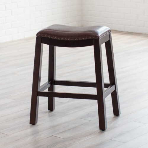 Belham Living Hutton Backless Counter Stool, Red Leather Cushion. Appears New. - Lot 807