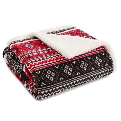 Classic Fair Isle Black Sherpa Fleece Throw by Eddie Bauer. E-Commerce Return. Appears New.  - Lot 810