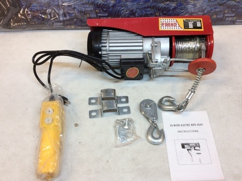 PA800 110V Micro Electric Wench/Rope Hoist. E-Commerce Return. Only Works In One Direction -For Parts & Repair.  - Lot 828