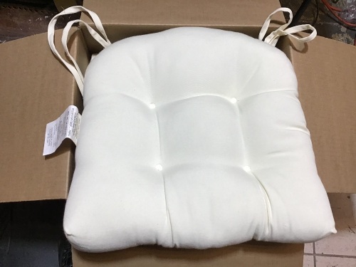 Lot of (4) 16" x 16" U-Shaped Twill Dining Chair Cushions, White. Appear New. - Lot 847