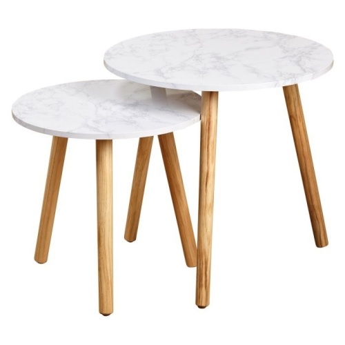 Darcy Laminated Marble (2) Piece Nesting Table Set. Appears New.  - Lot 848