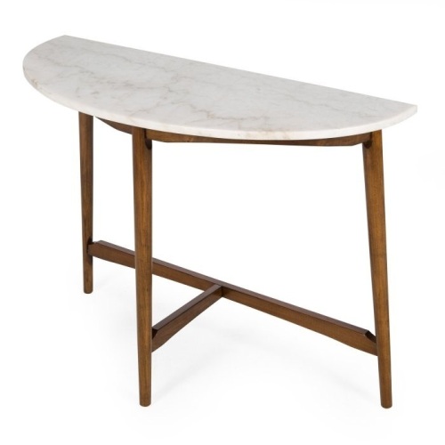 Belham Living James Half-Round Mid Century Modern Marble Sofa Table. Appears New - Lot 858