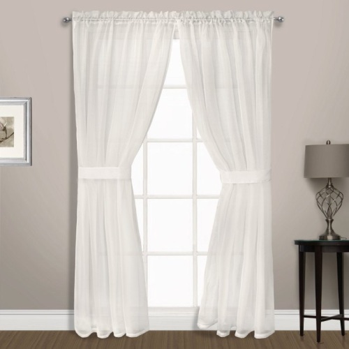 (1) Pair of United Curtain Summit Pocket Window Panels, Sheer/White. 74" W x 45" L. Appear New.  - Lot 906