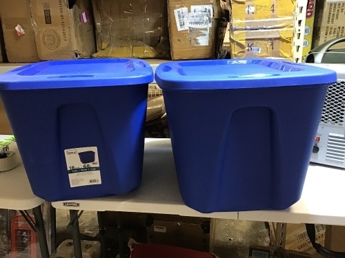 Lot of (2) 18 Gallon Storage Totes w/ Lids, Blue. Appear New.  - Lot 926