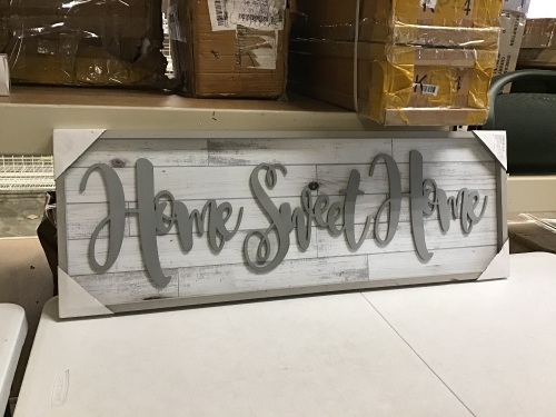 Kirklands 36" L x 12" H Farmhouse Style 'HOME SWEET HOME' Framed Wall Hanging. Appears New.  - Lot 930