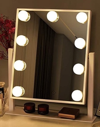 Qaliff (9) Bulb, Lighted Makeup Mirror w/ White Frame. Appears New.  - Lot 935