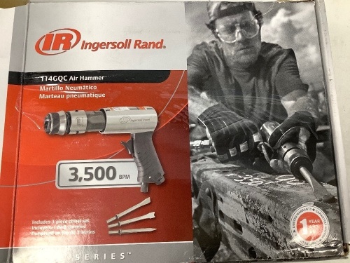 Ingersoll Rand Air Hammer, 2-5/8 Inch stroke, 3500 BPM - 3 PC Chisel Set w/ Tapered Punch, Panel Cutter, Flat Chisel - Lot 204