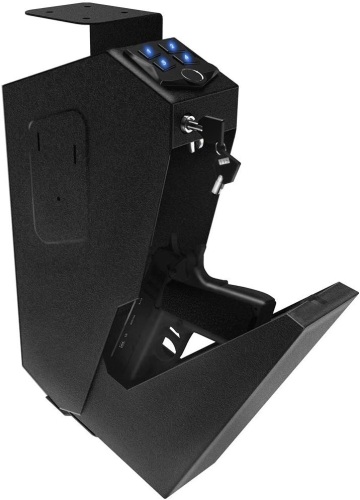 RPNB Mounted Gun Safe - Auto Open Lid Smart Pistol Safe w/ Biometric Fingerprint or Keypad Lock - Lot 304